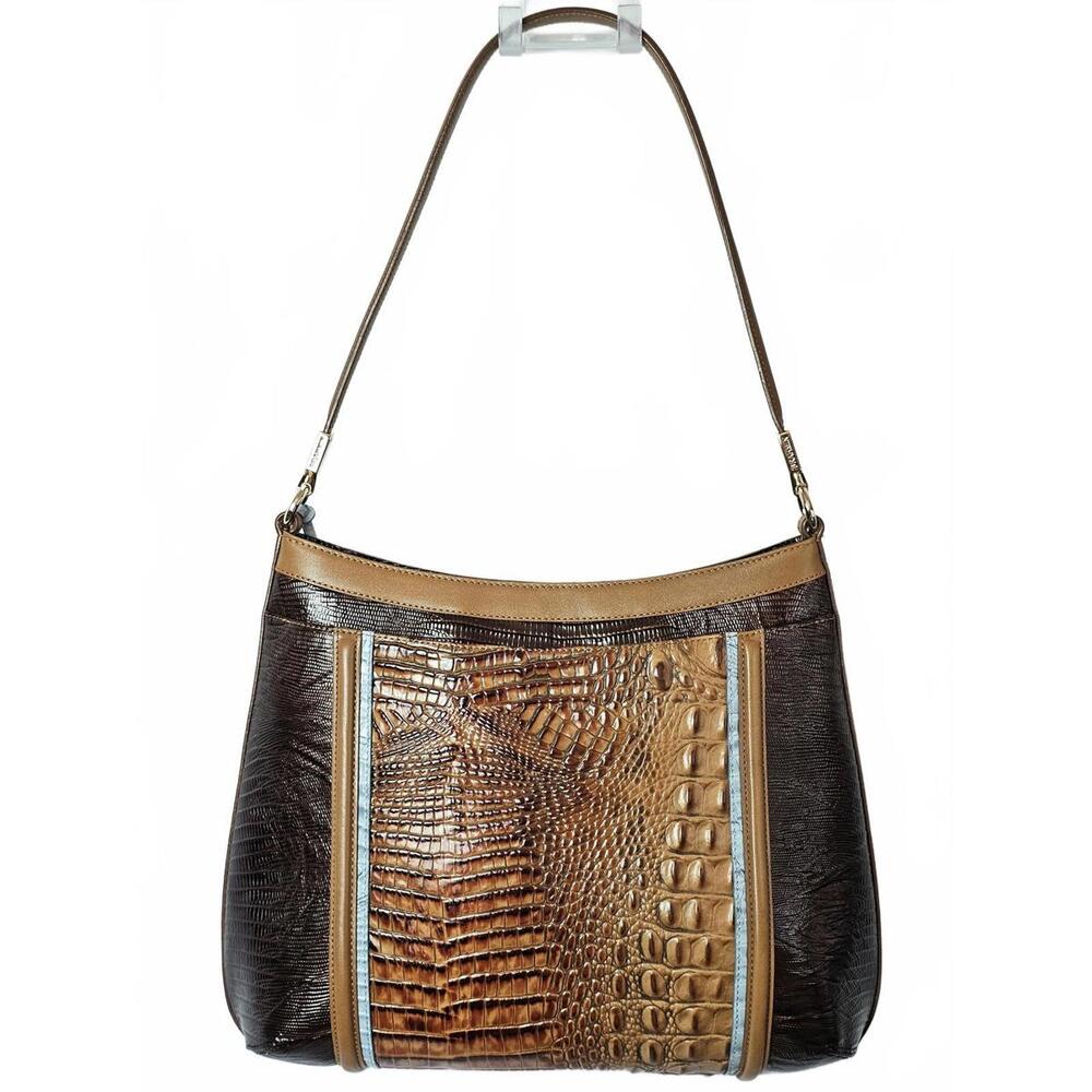 Brahmin Farrah Garrone Tri-Texture Croc-Embossed Leather Bag - Picture 2 of 7